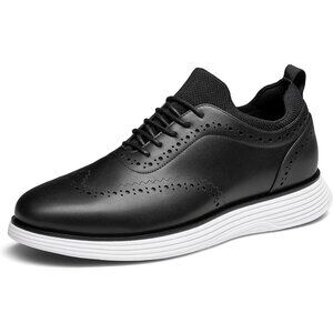 Men's Black Leather Classic Business Formal Casual Wingtip Dress Oxford Shoes